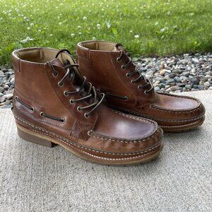 FRYE MENS Whiskey Brown Leather Moc Toe Boots Size 9 D 87861